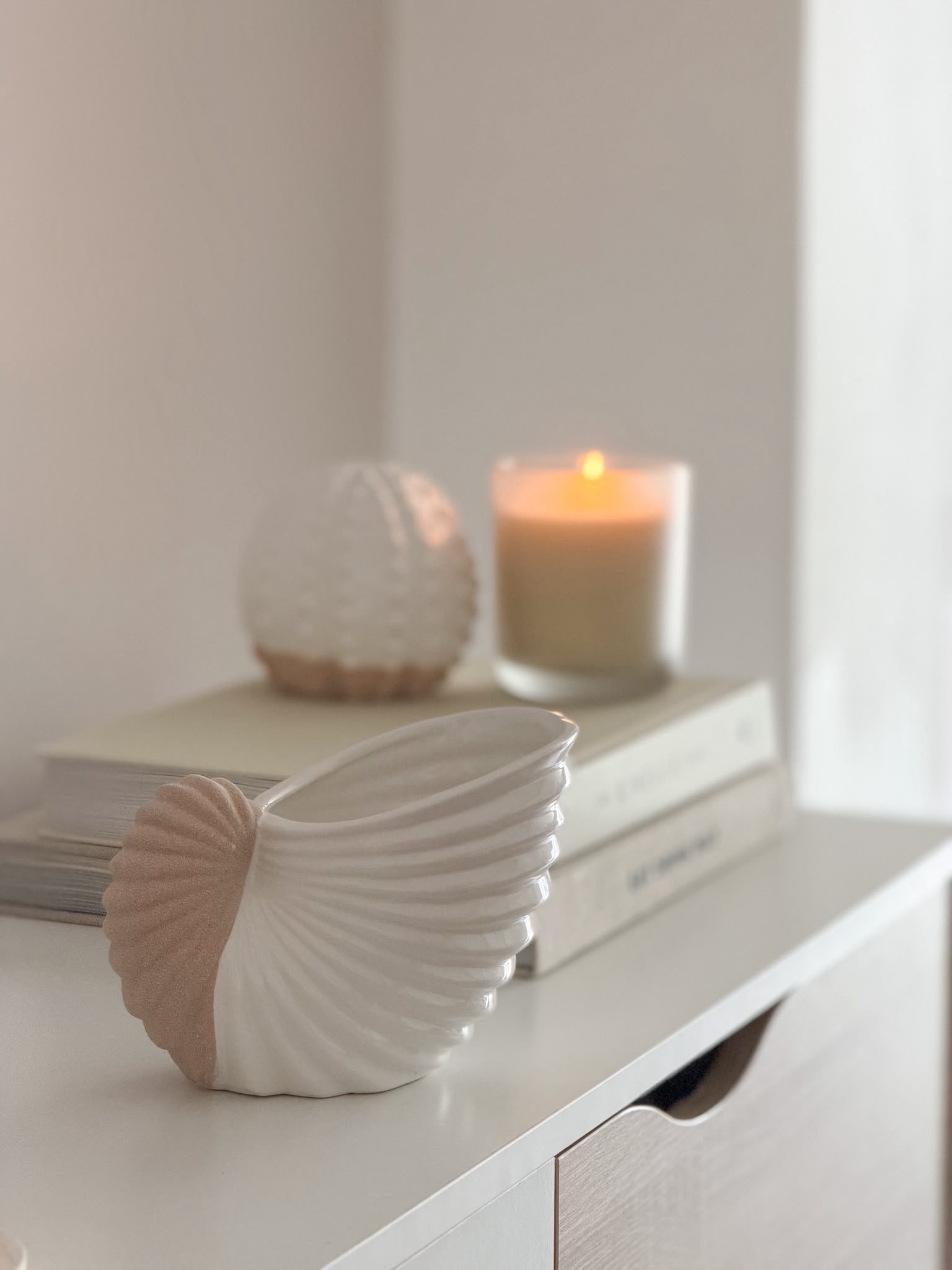 Ceramic two tone decorative shell