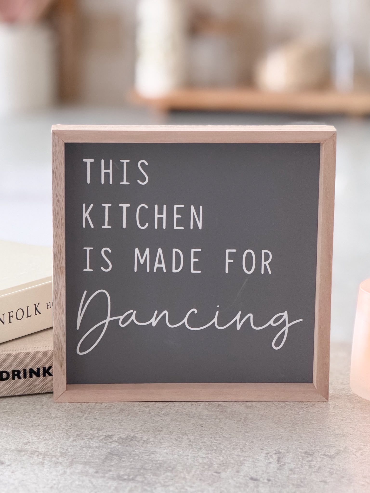 This kitchen is made for dancing wooden framed plaque