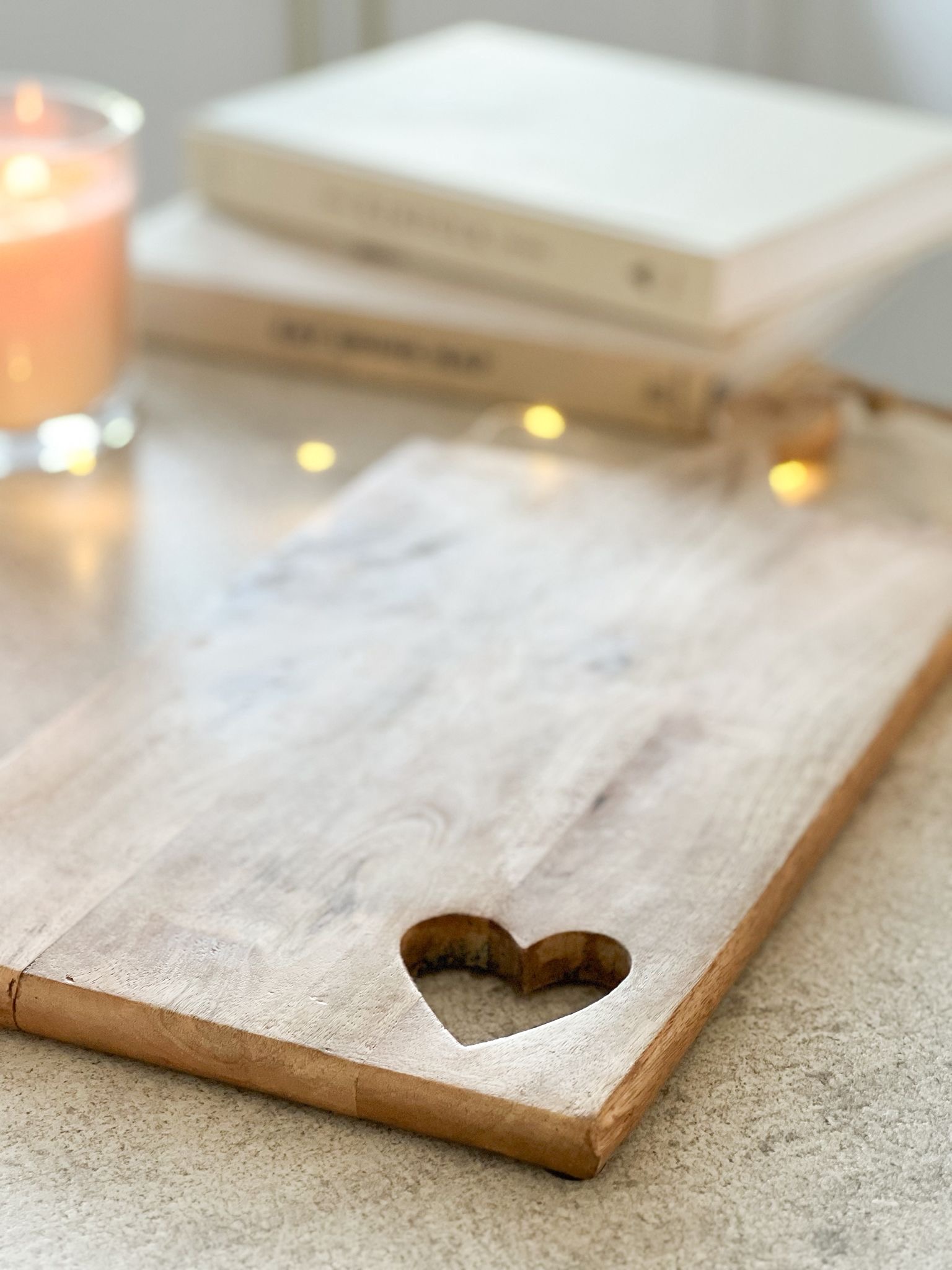 Large cut out heart board with handle