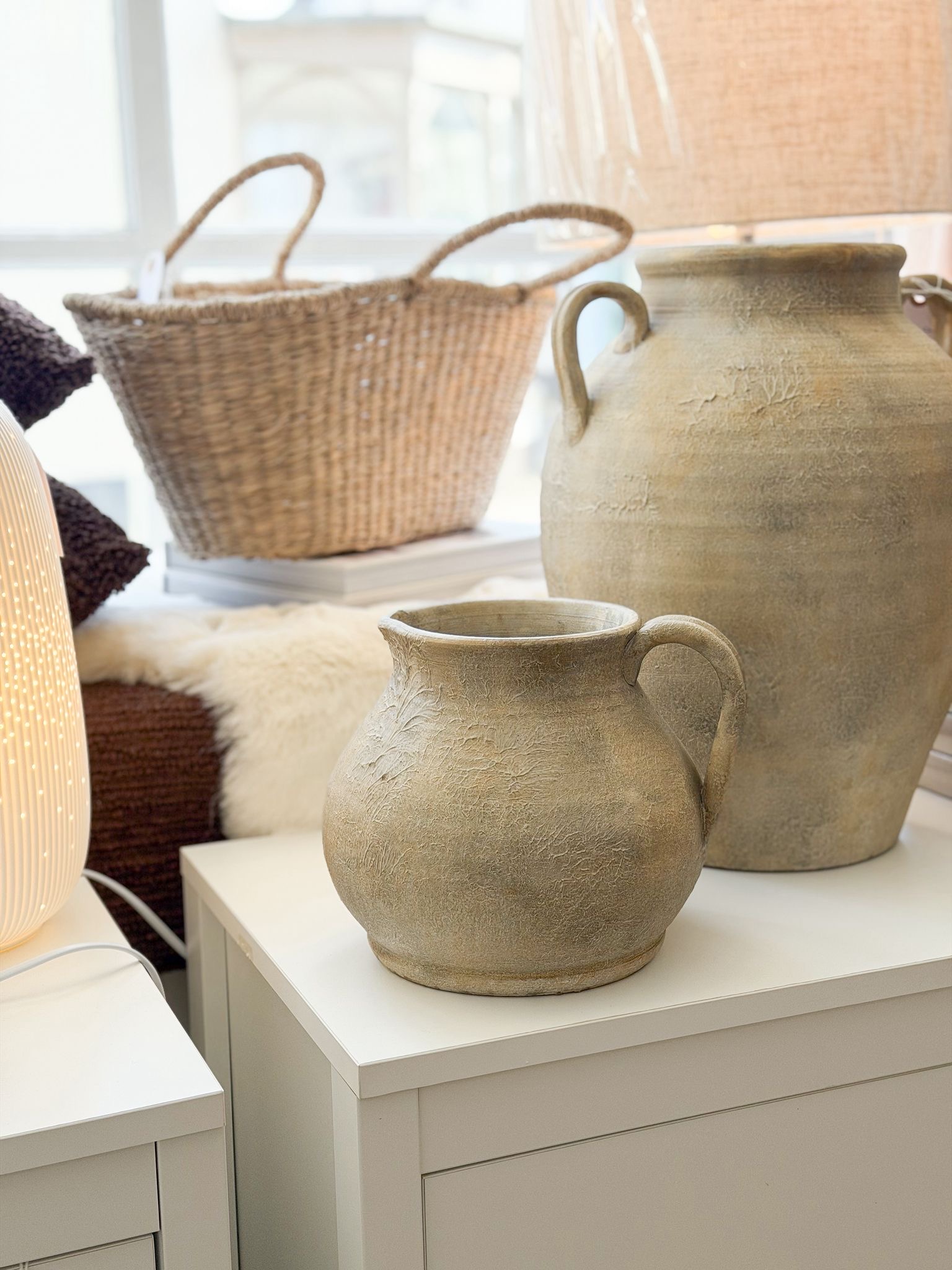 Rustic large farmhouse ceramic jug