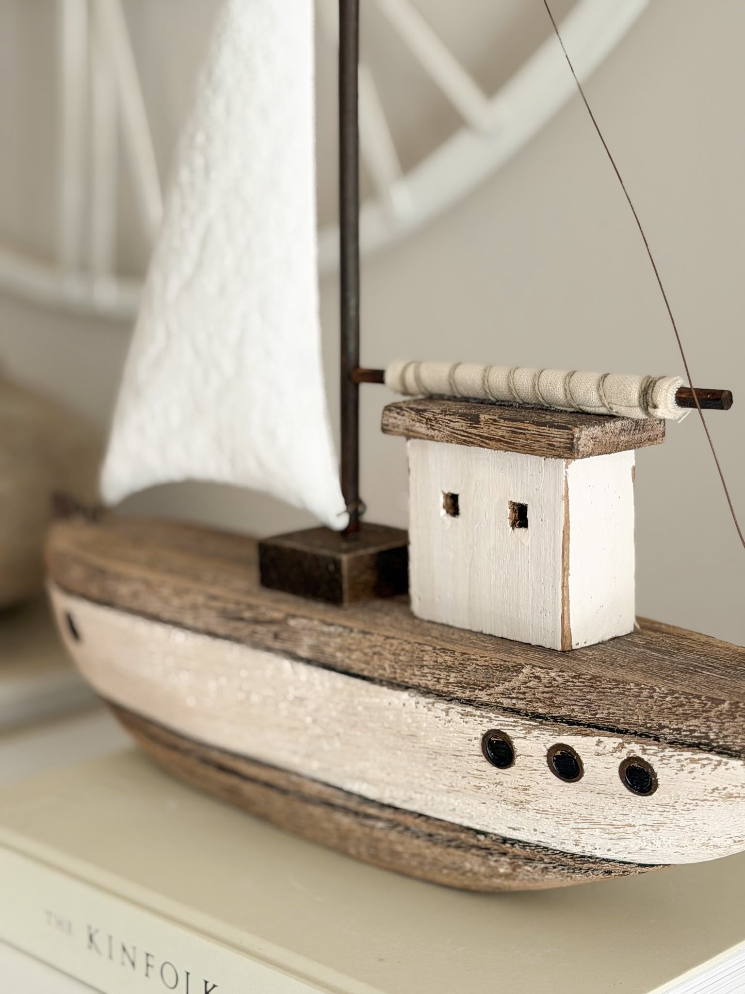 Large Nordic wooden model boat