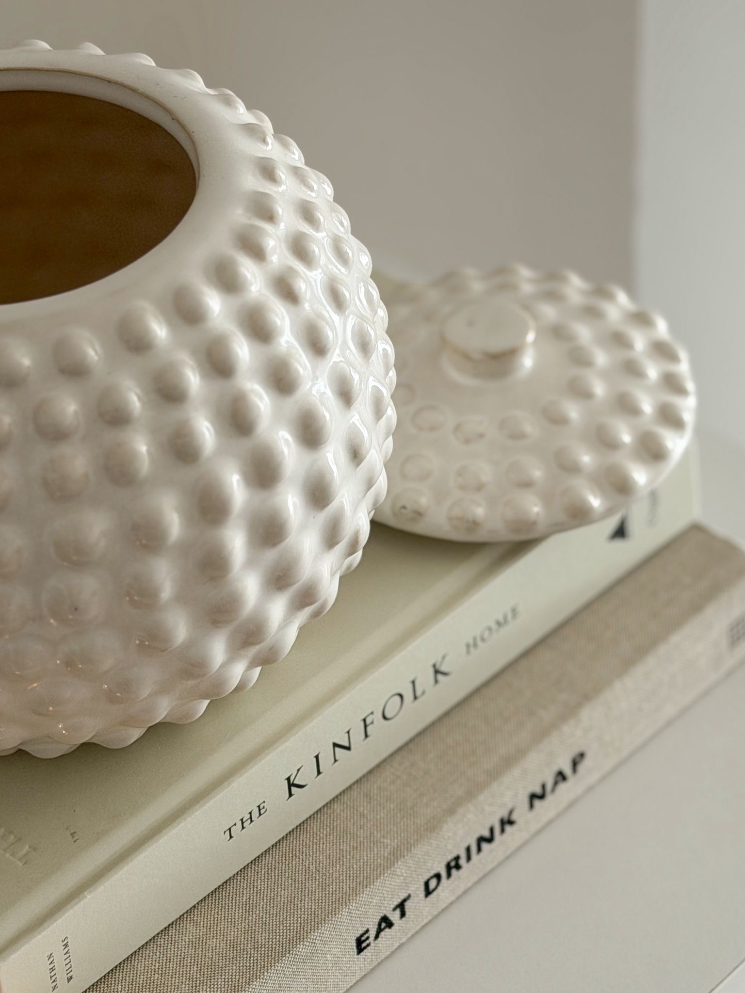 Quality beaded ceramic lidded jar – large