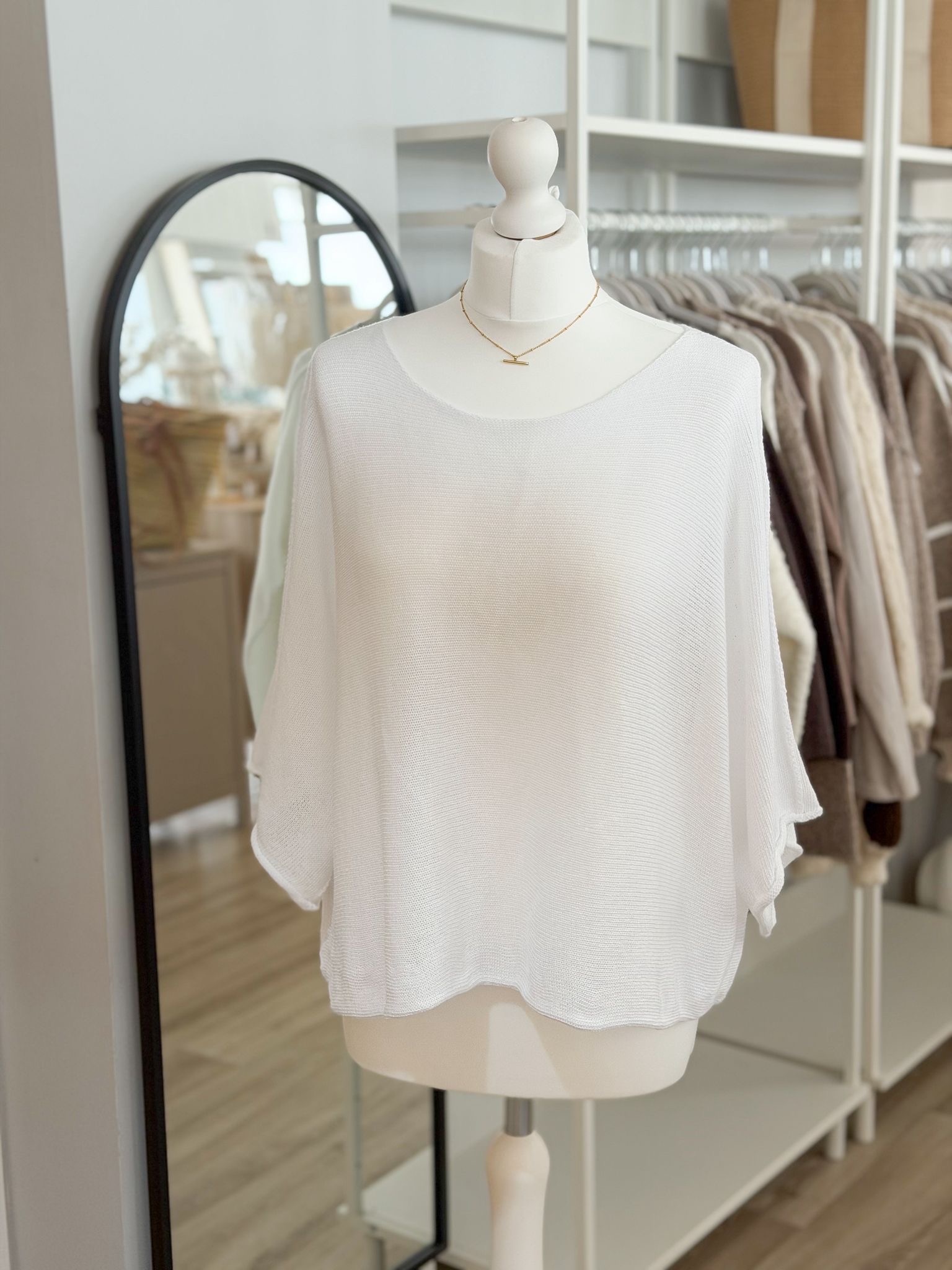 White lightweight loose fit knit top