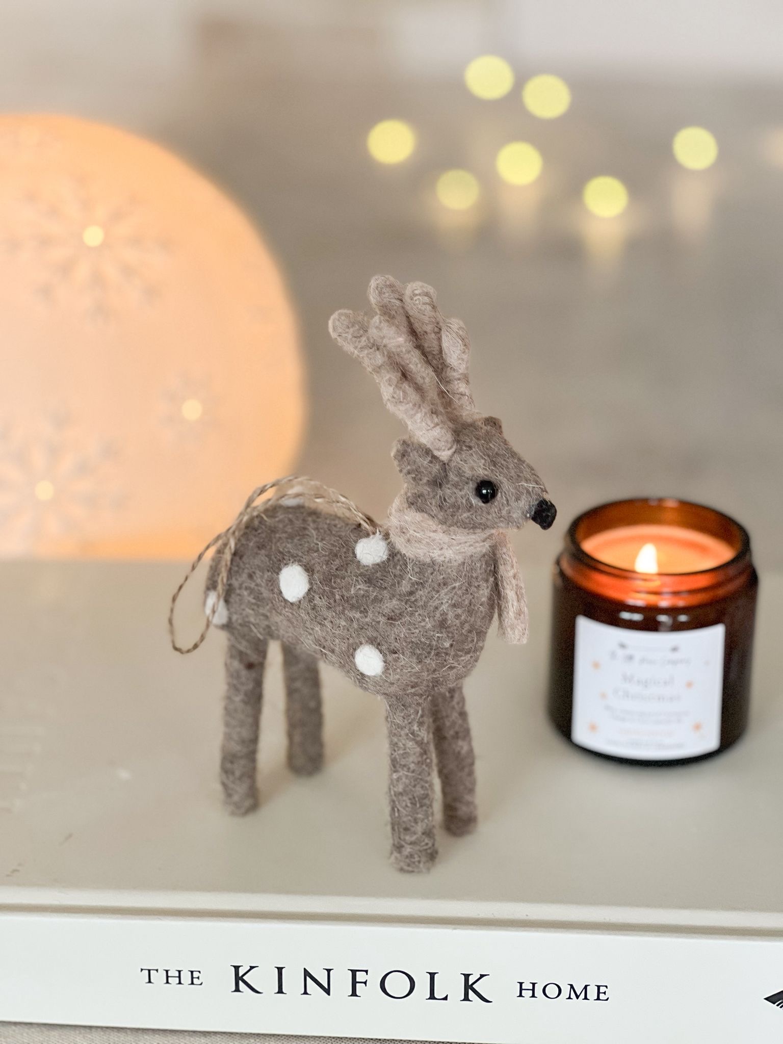 Adorable felt hanging reindeer with scarf