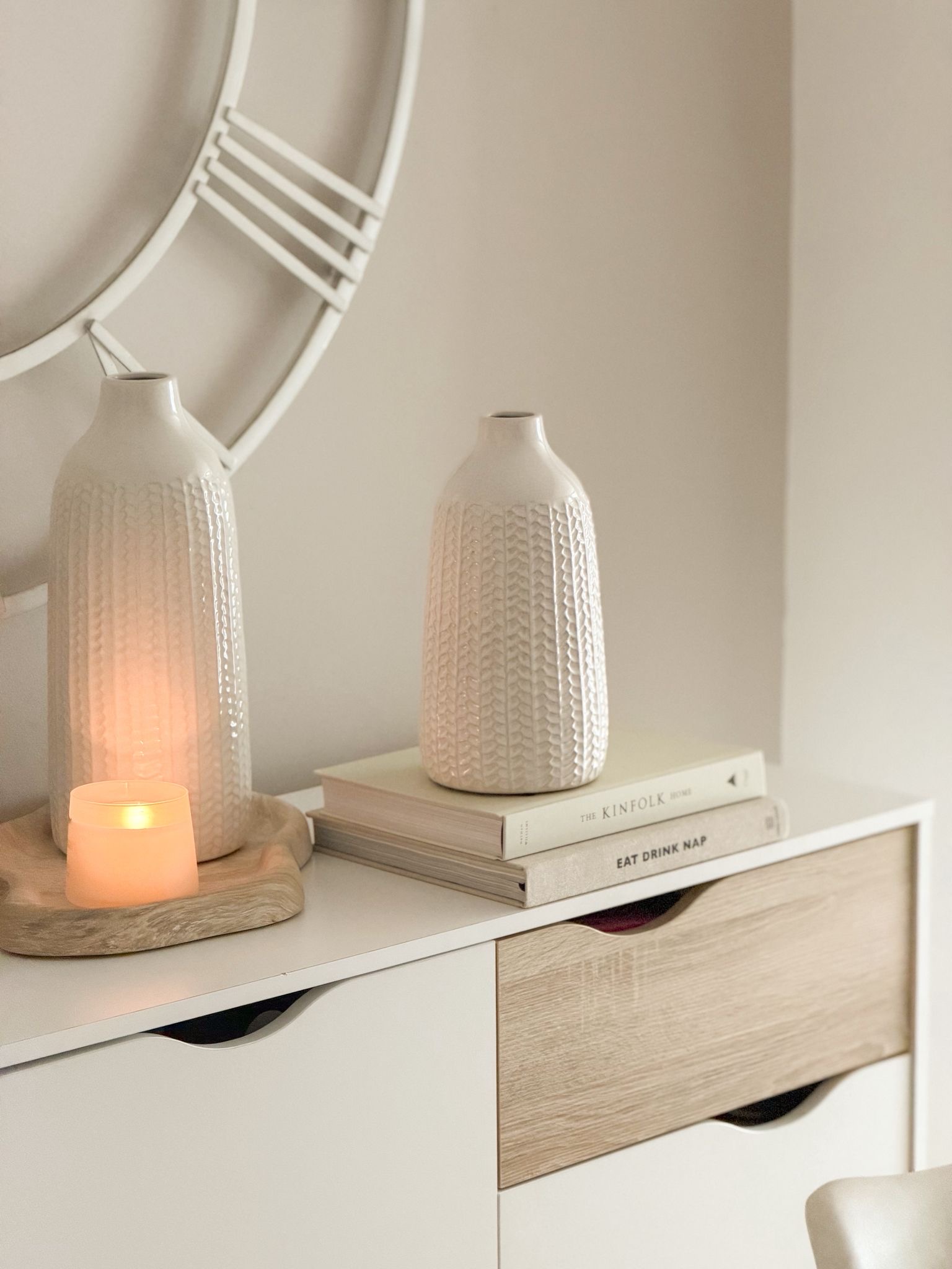 White glazed ceramic decorative vase