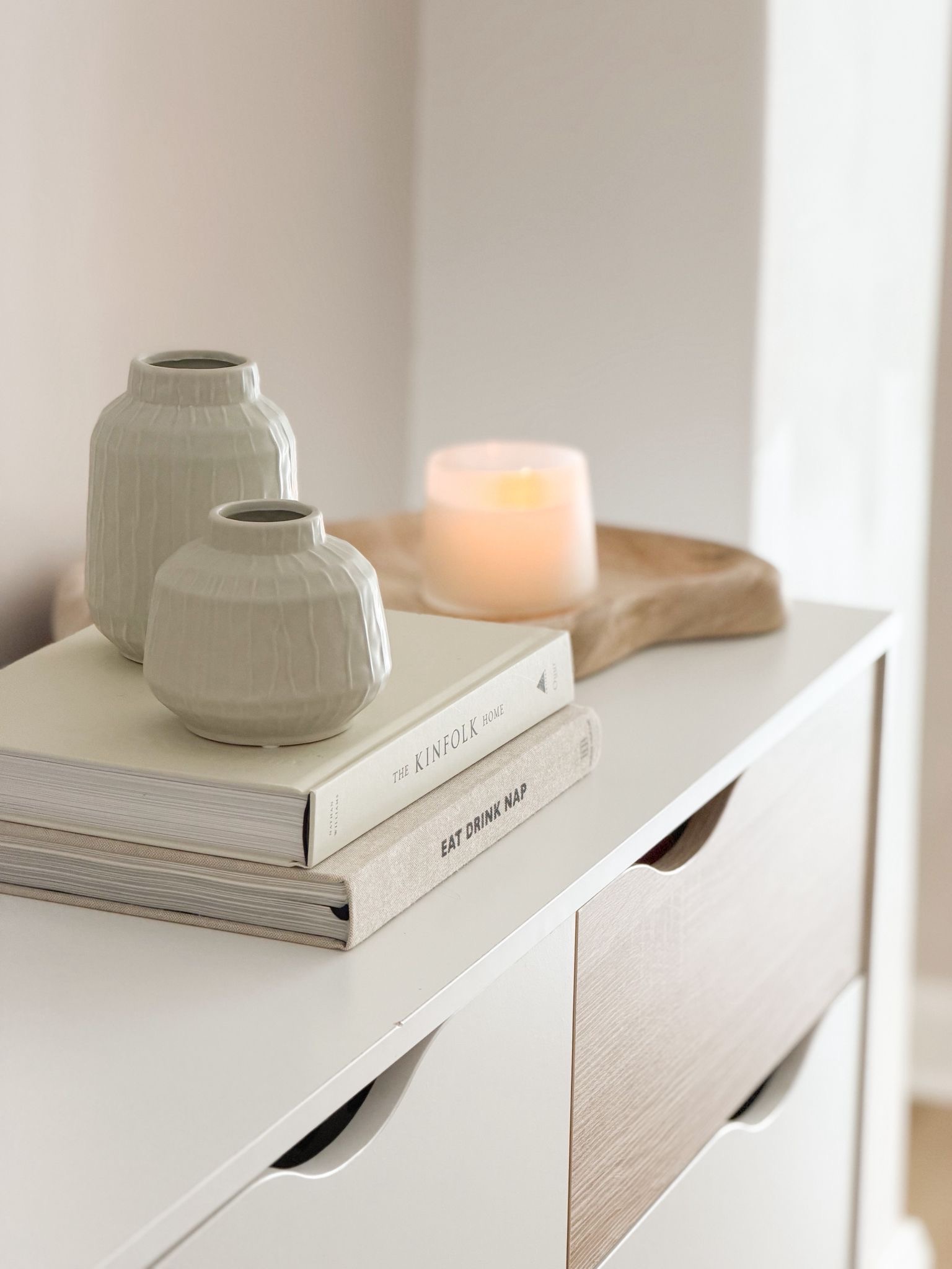 Small ceramic pistachio glazed vase