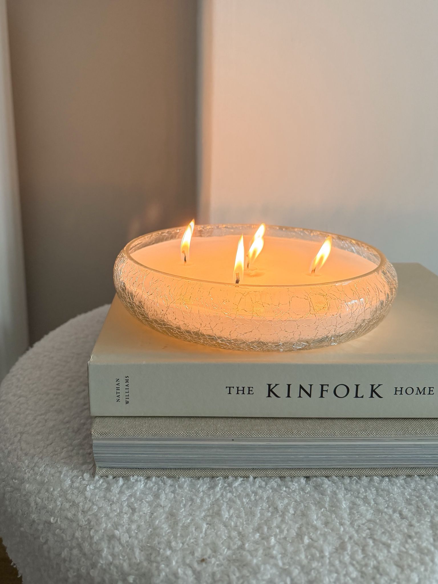 Crackle glaze glaze five wick candle – Wood sage & ocean mist scent