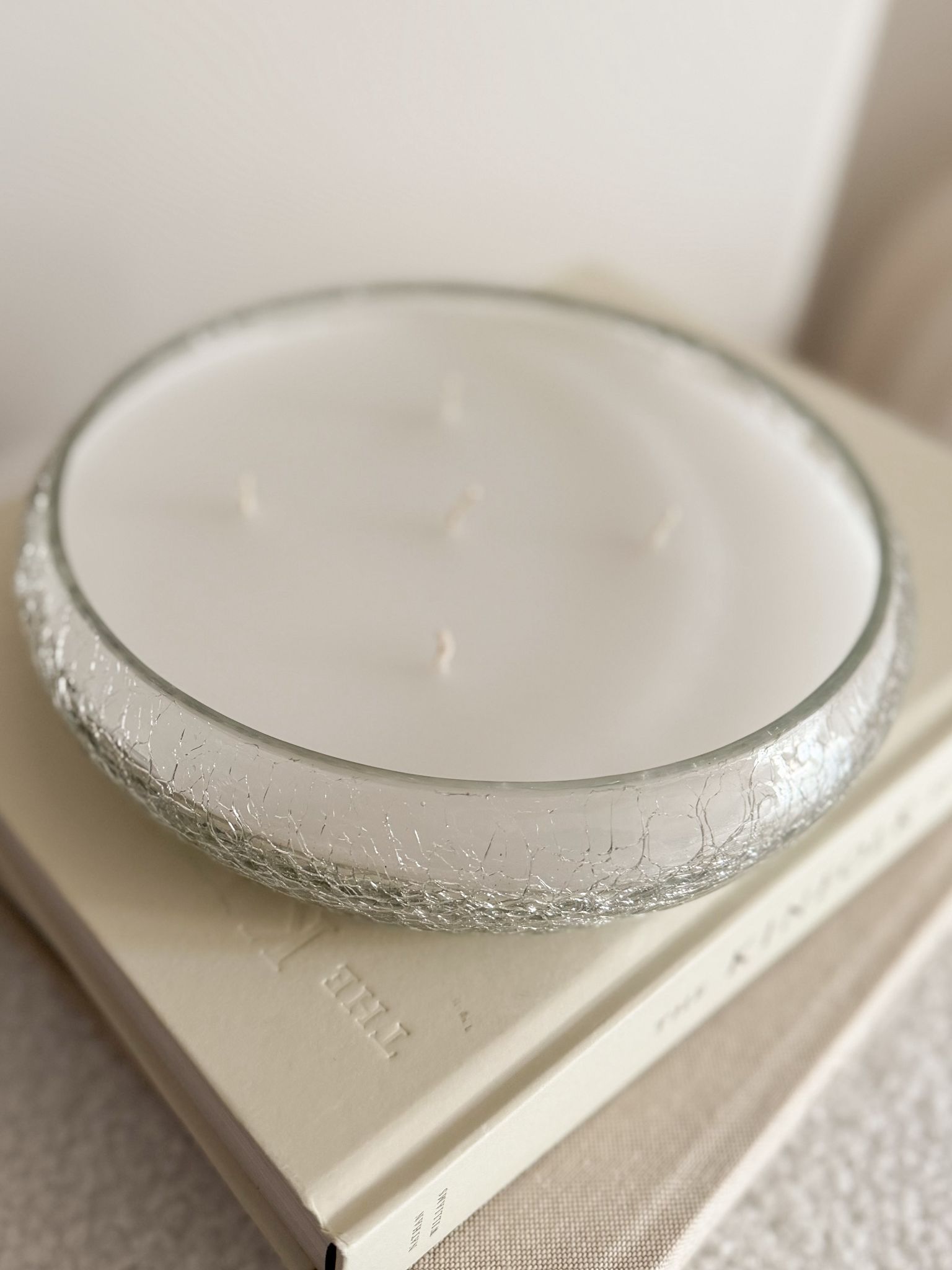 Crackle glaze glaze five wick candle – Wood sage & ocean mist scent