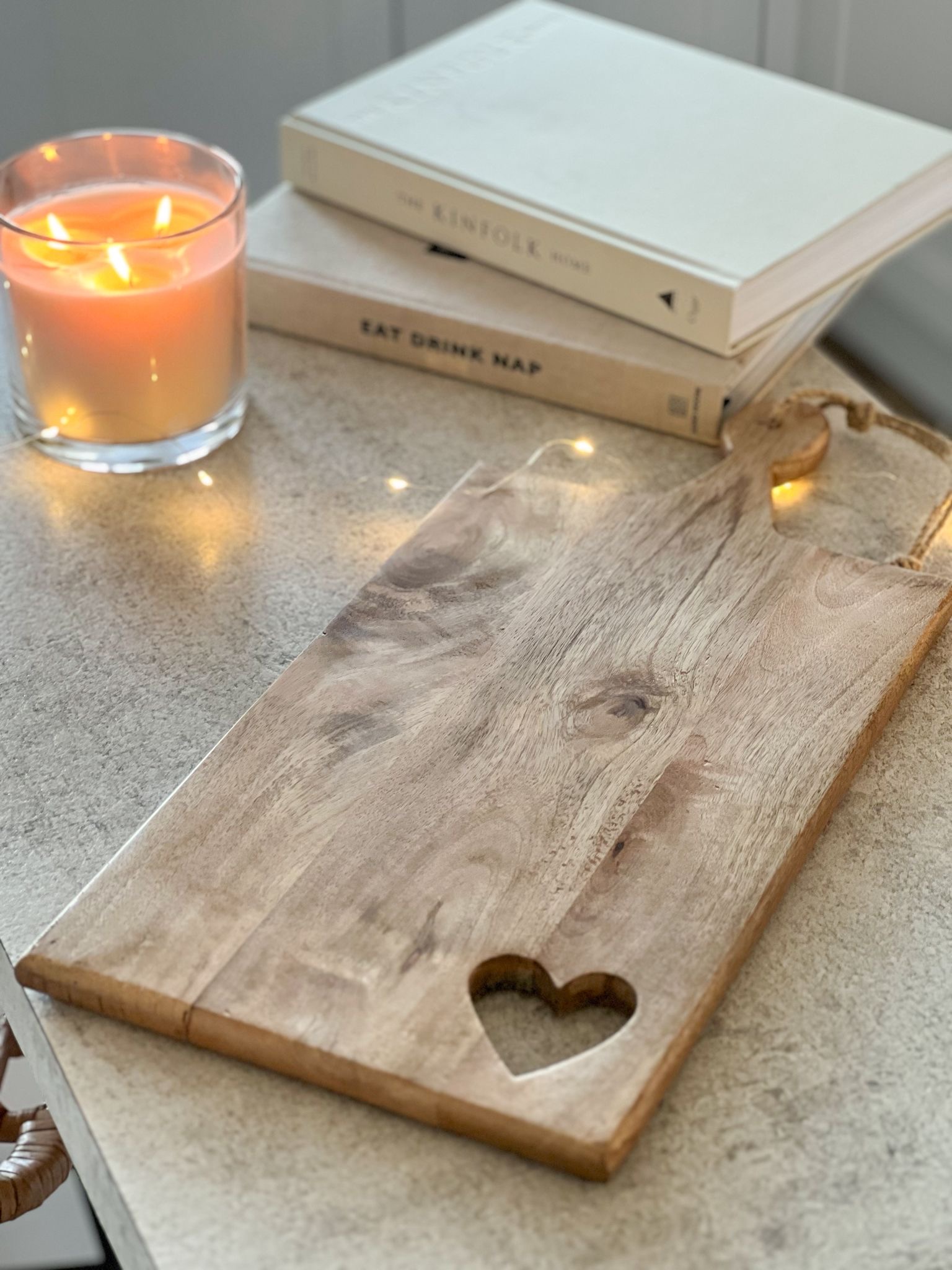 Large cut out heart board with handle
