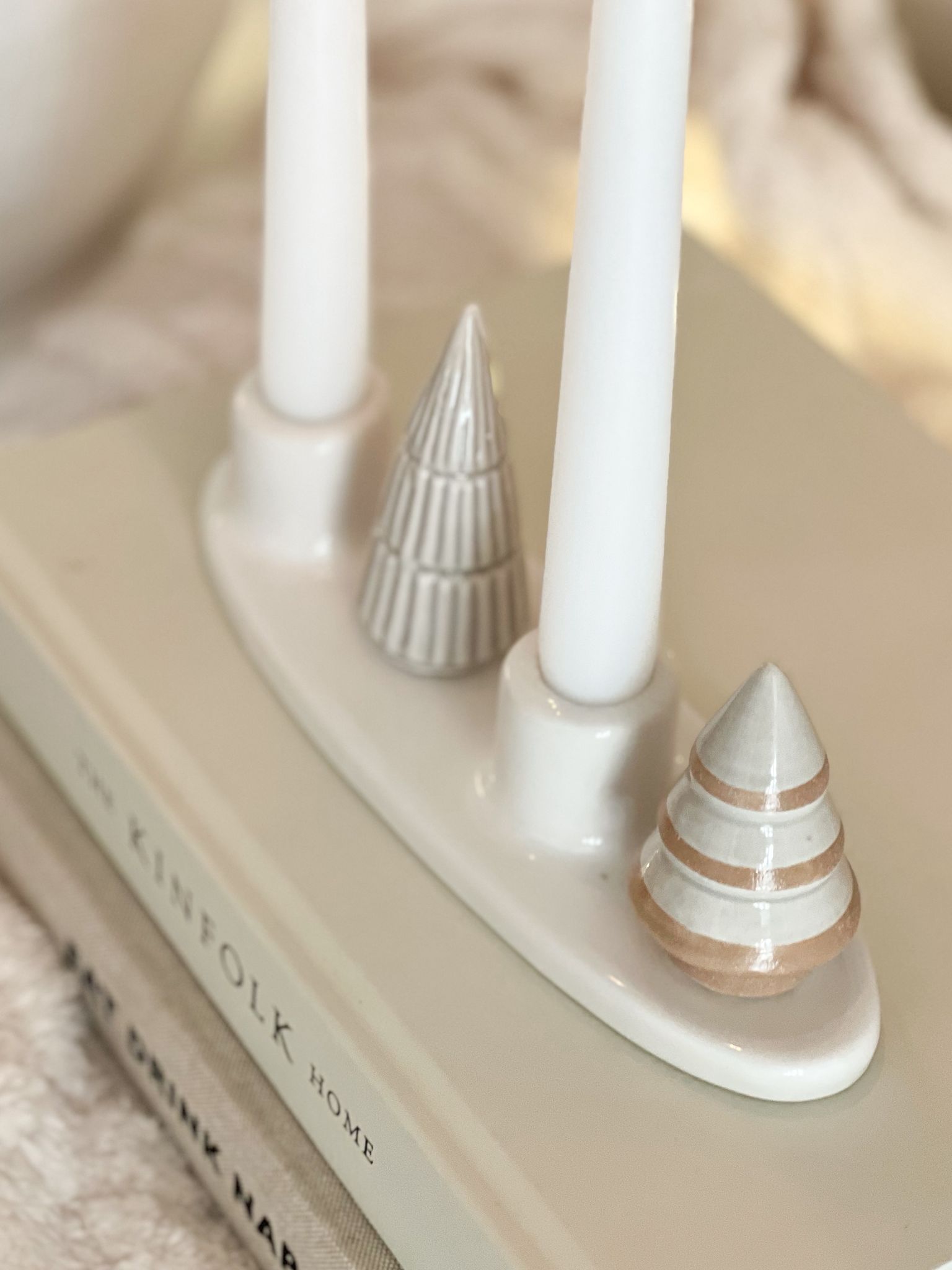 Ceramic Christmas tree tall candle display