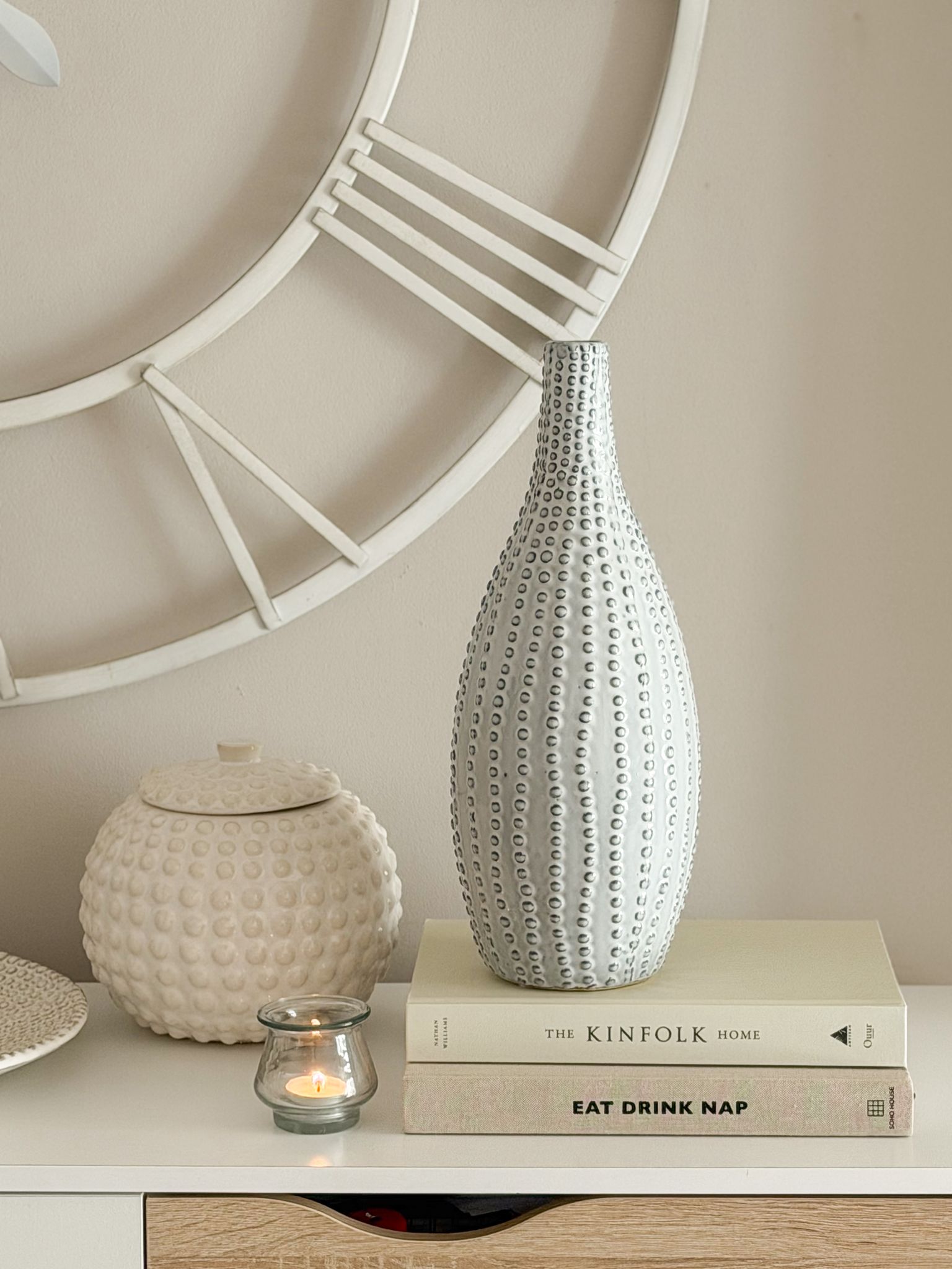 Large ceramic beaded stoneware vase