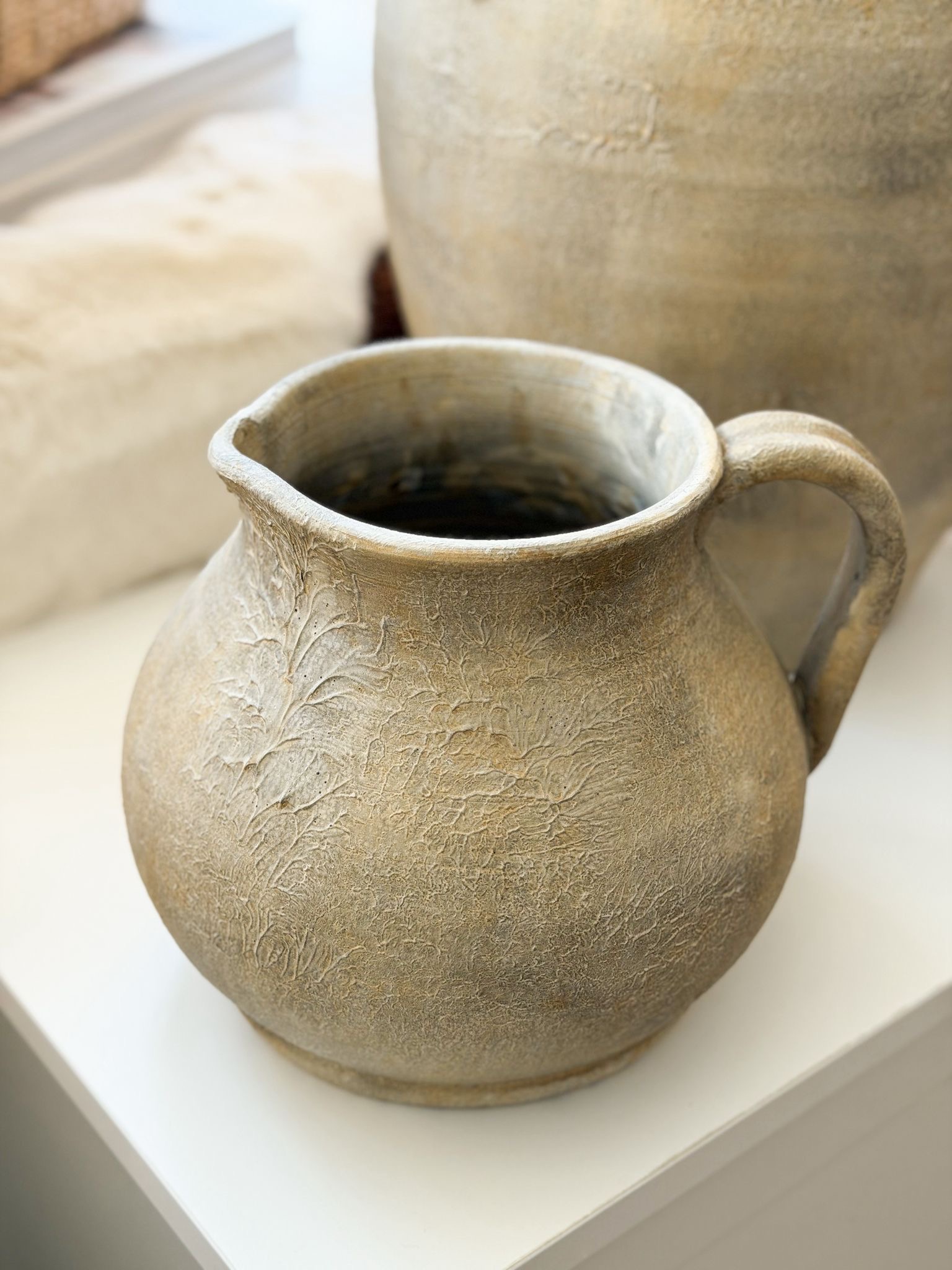 Rustic large farmhouse ceramic jug
