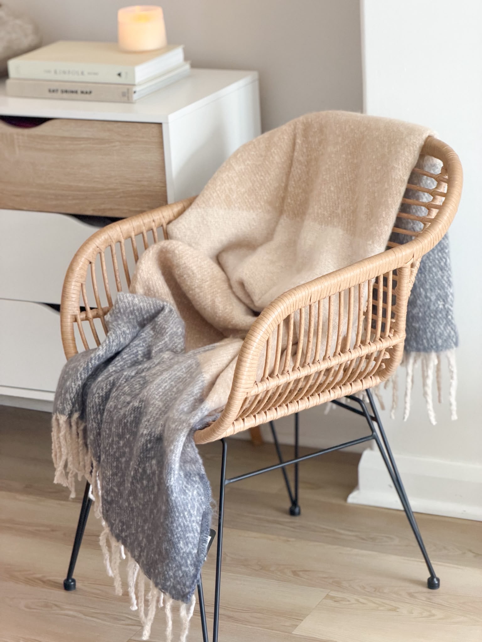Coastal stripe throw with tassels