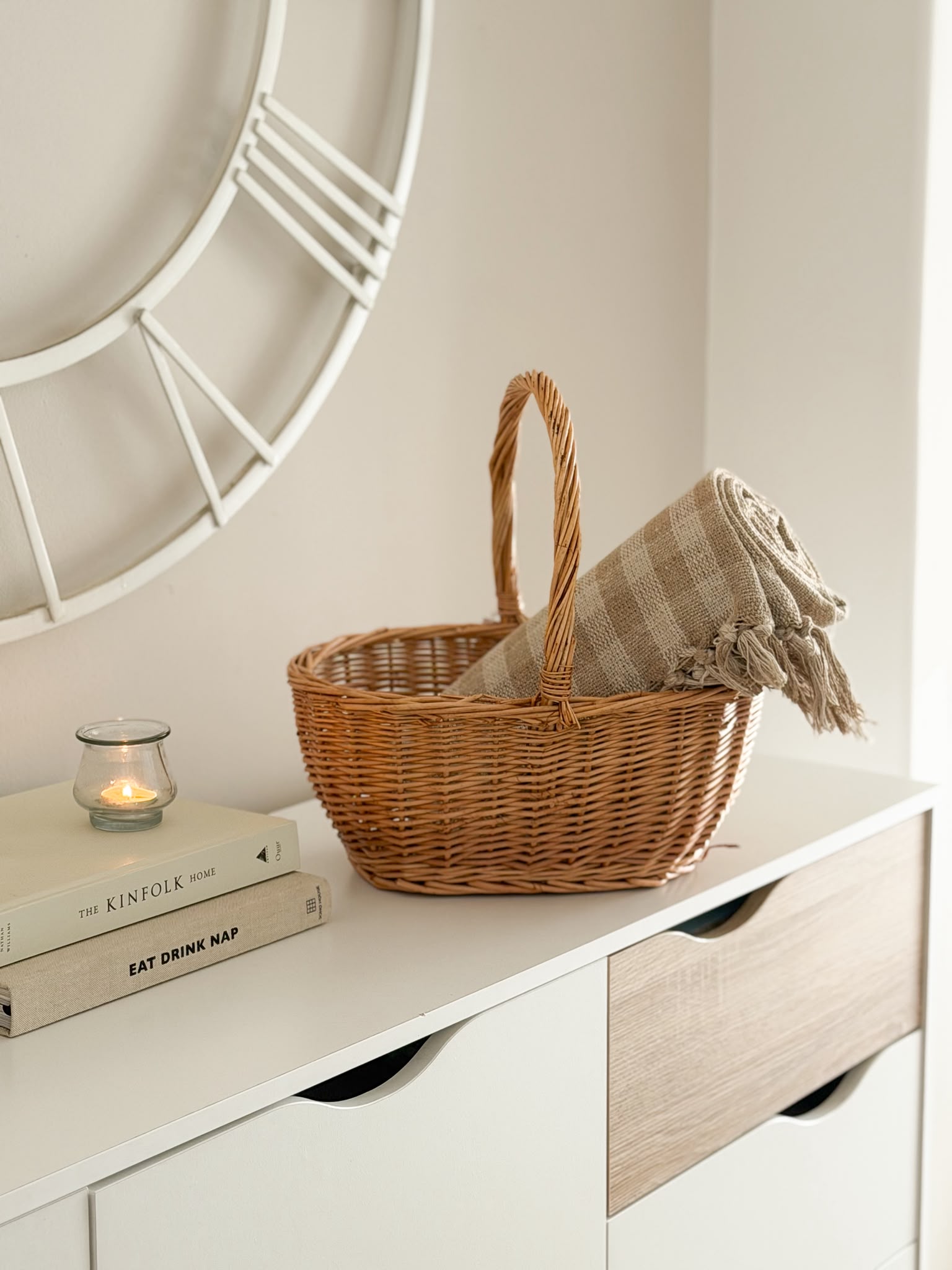 Wicker handled basket