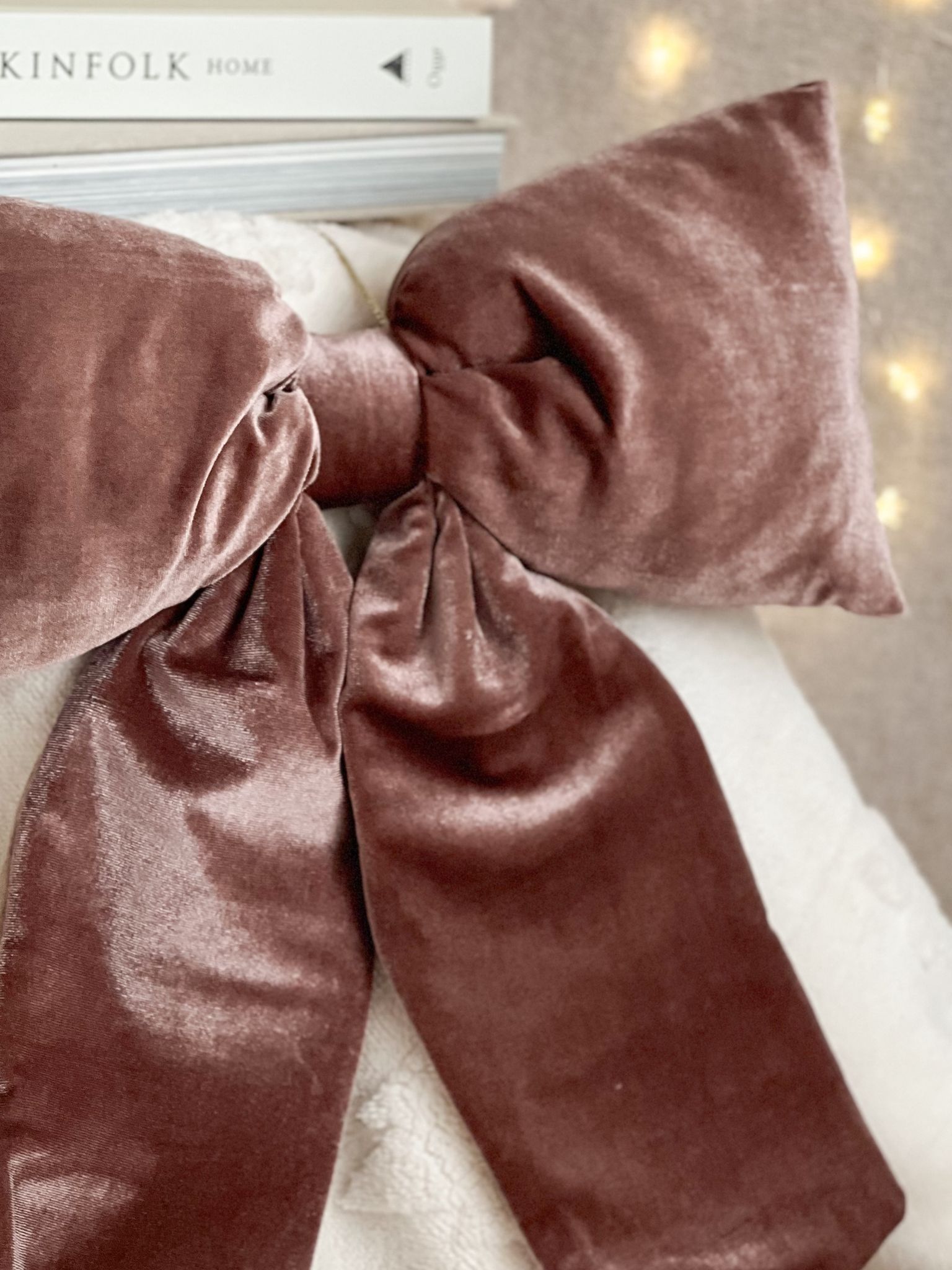 Stunning large velvet bow hanger in chocolate brown