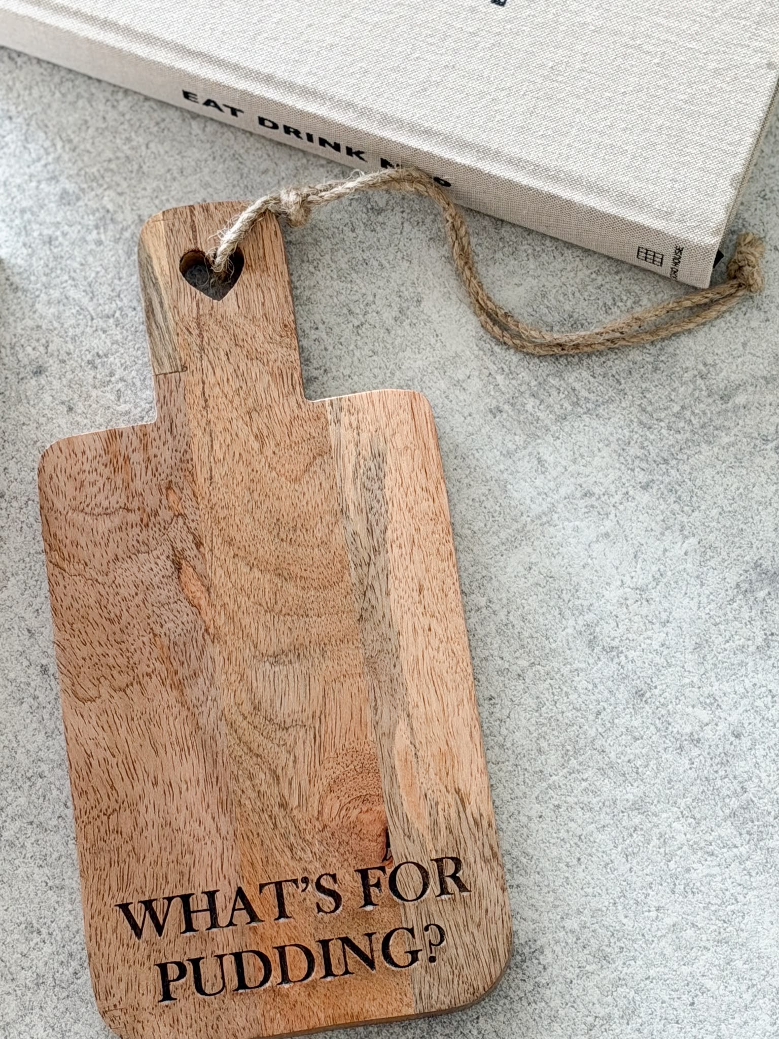 Wooden ‘Whats for pudding’ board with heart