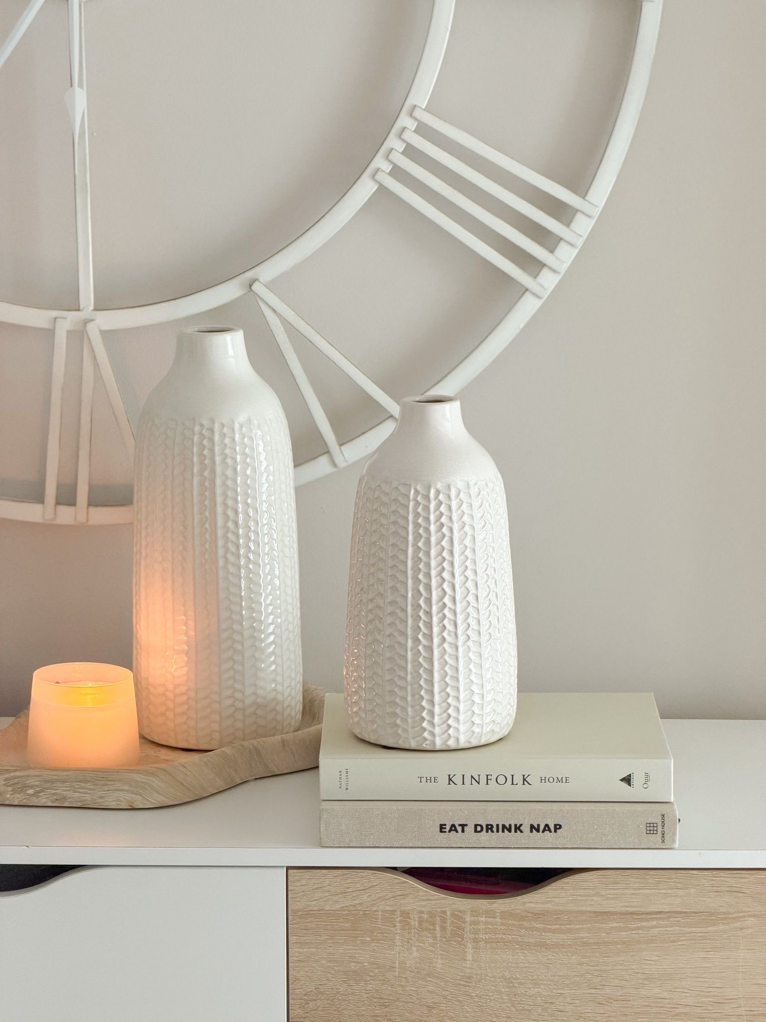 White glazed ceramic decorative vase