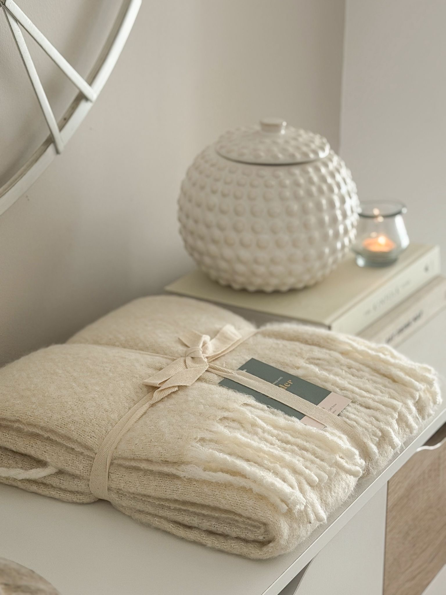 Softest woven tassel blanket/throw in ‘butter’