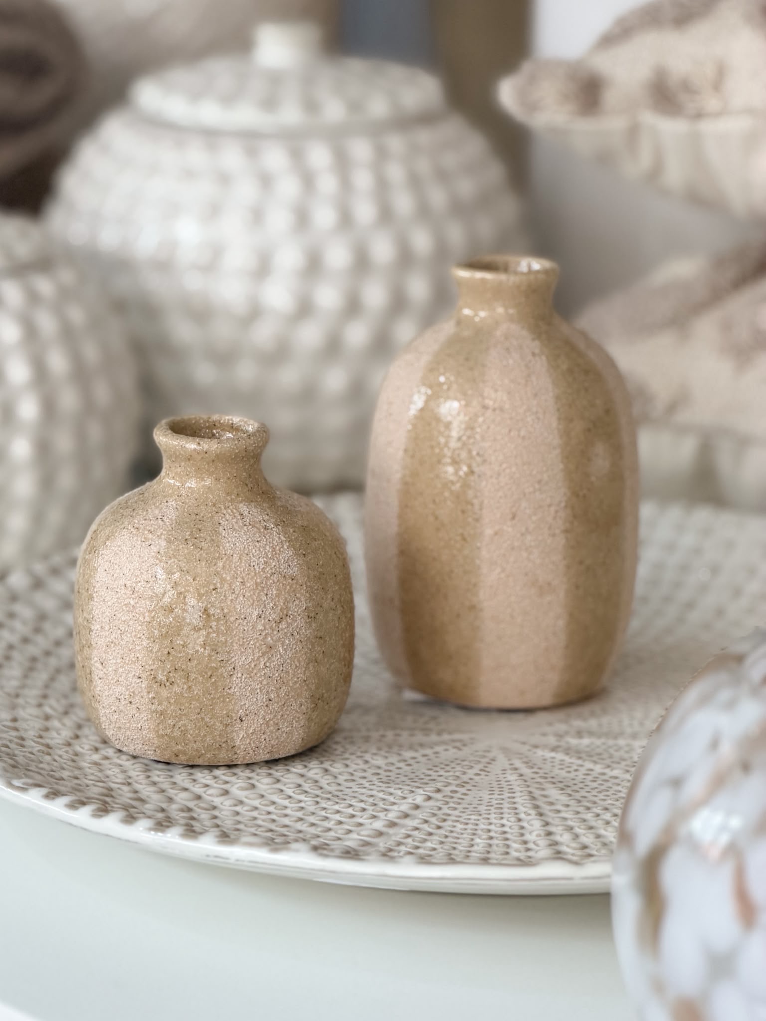 Pair of earthy striped vases