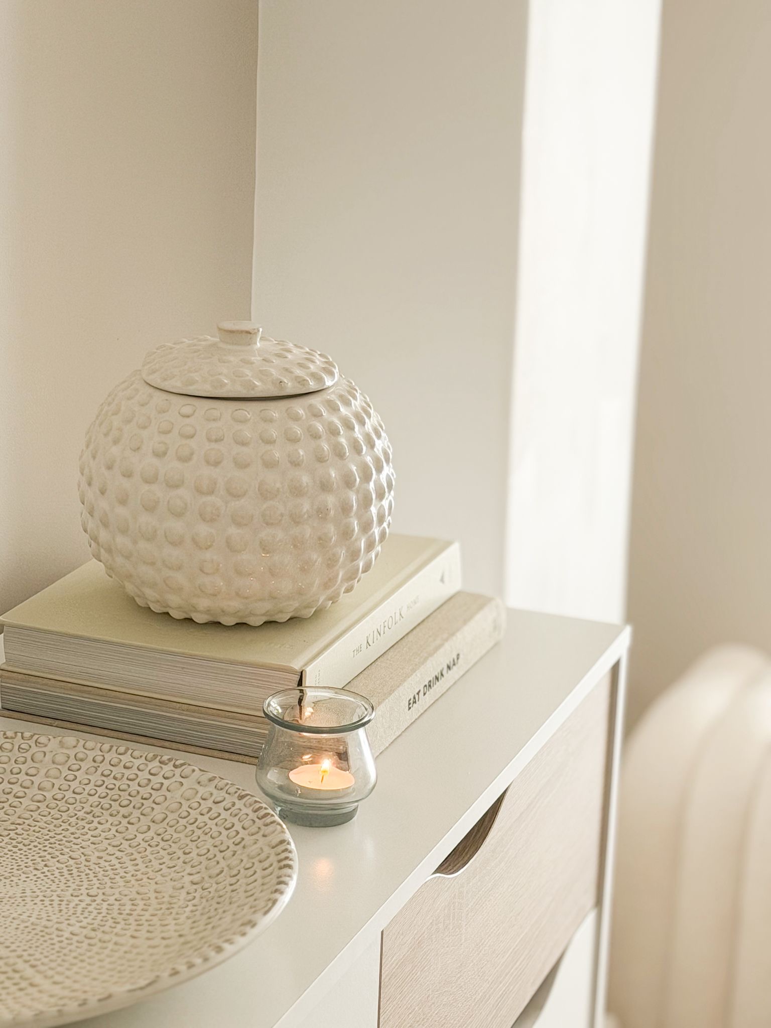 Quality beaded ceramic lidded jar – large