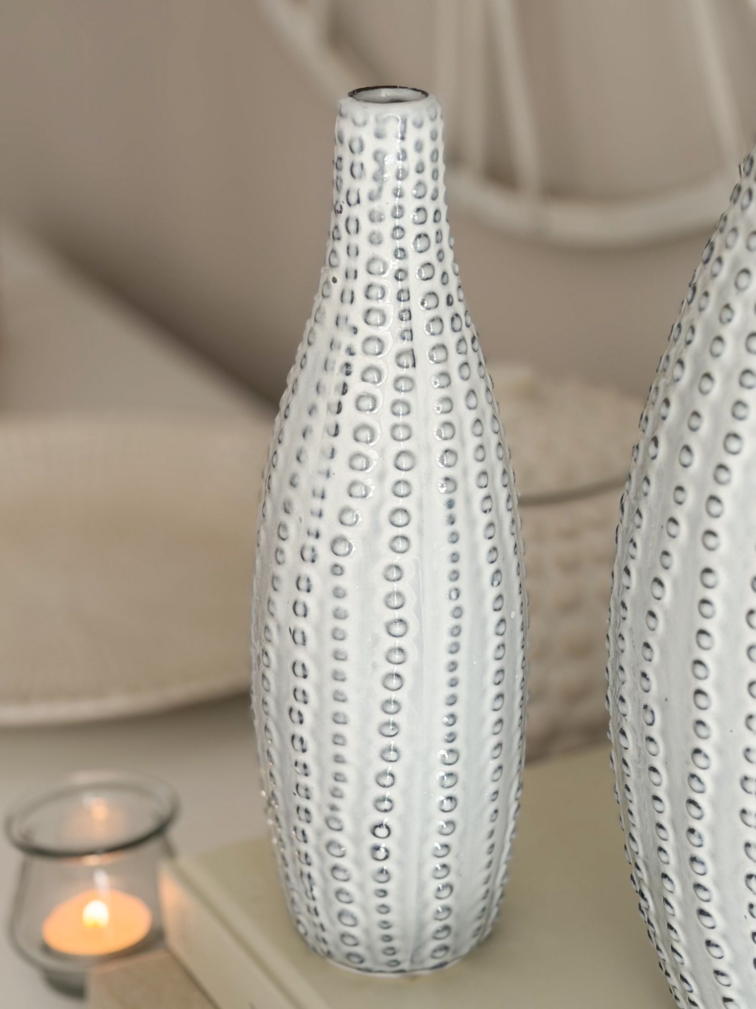 Ceramic beaded stoneware vase