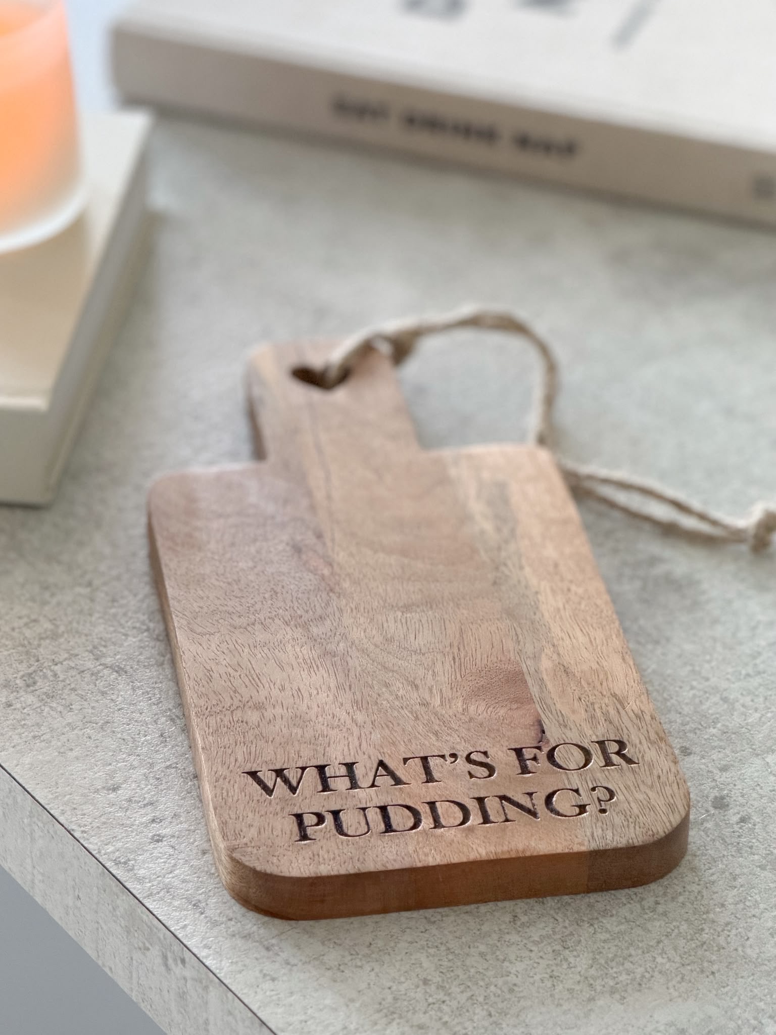 Wooden ‘Whats for pudding’ board with heart