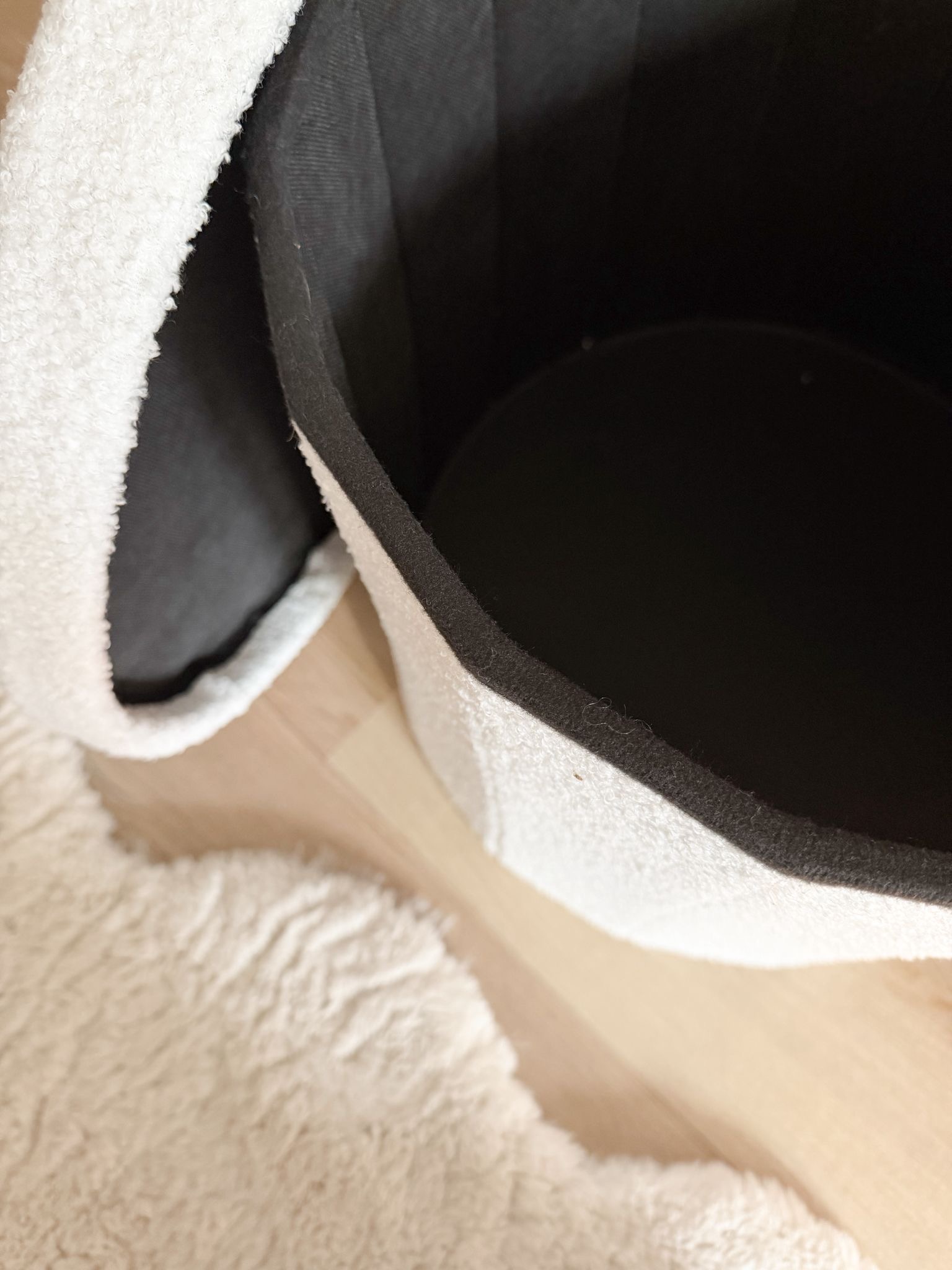 Folding boucle storage lidded stool