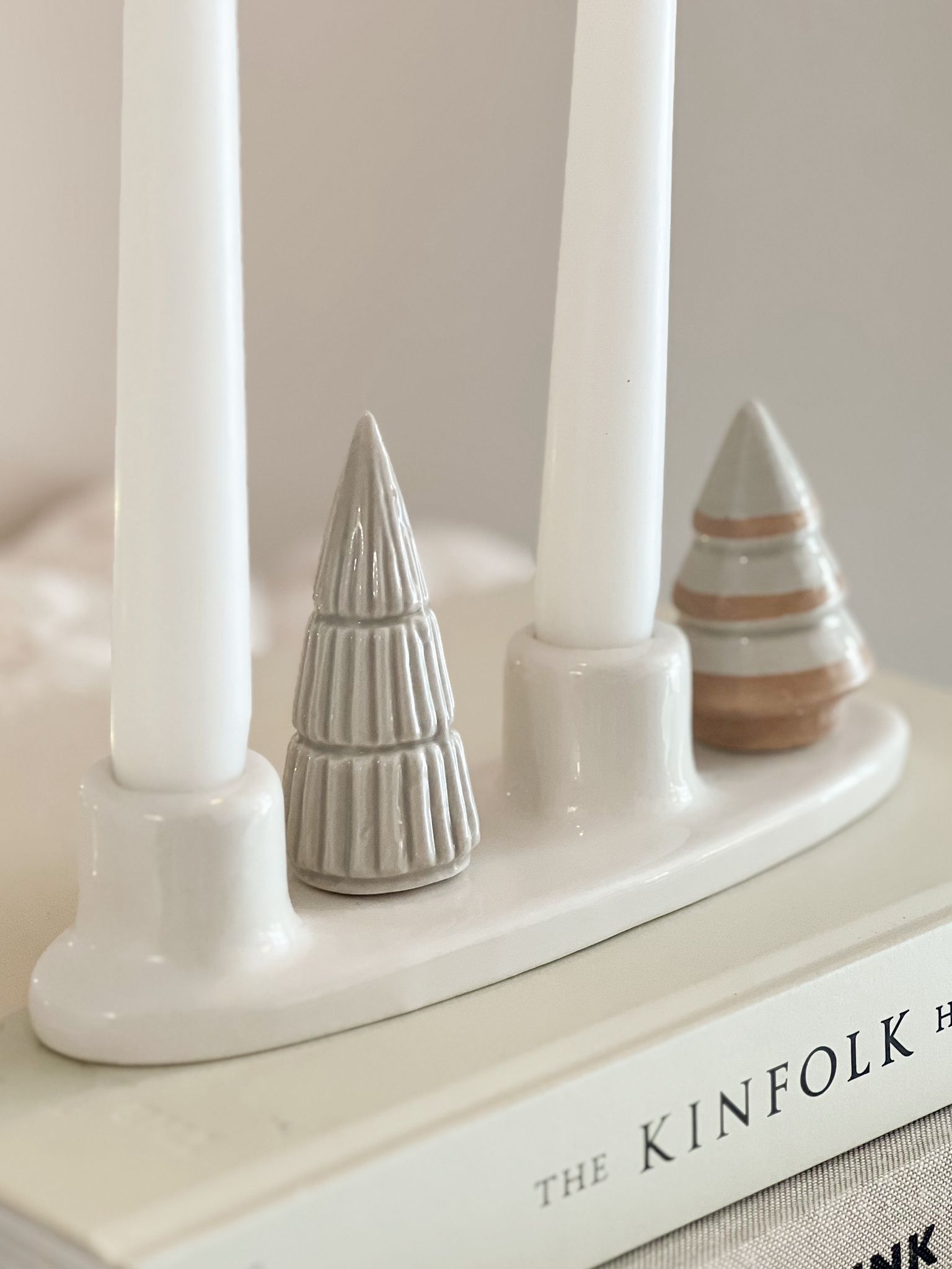 Ceramic Christmas tree tall candle display