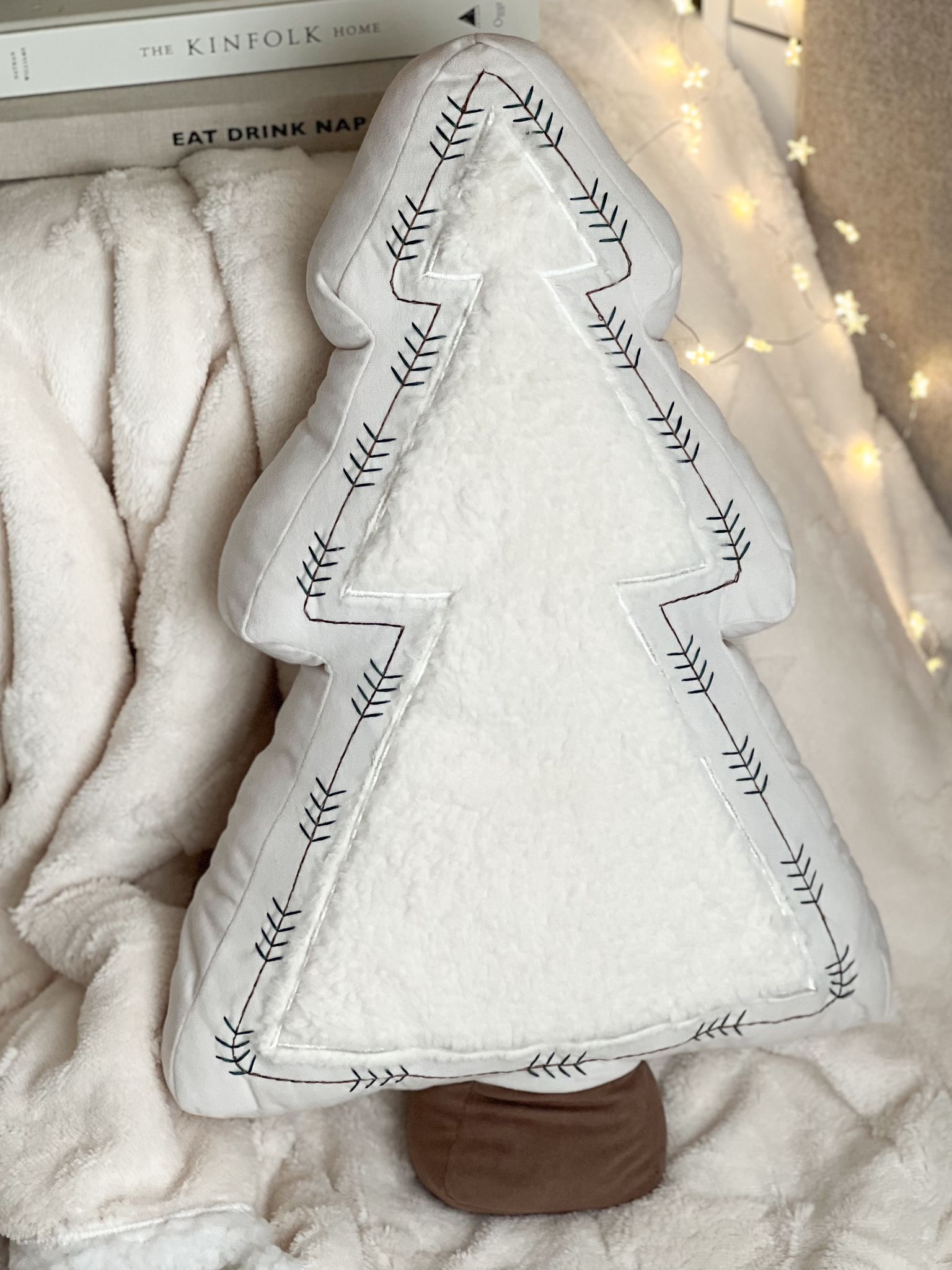 Large beautiful boucle Christmas tree cushion