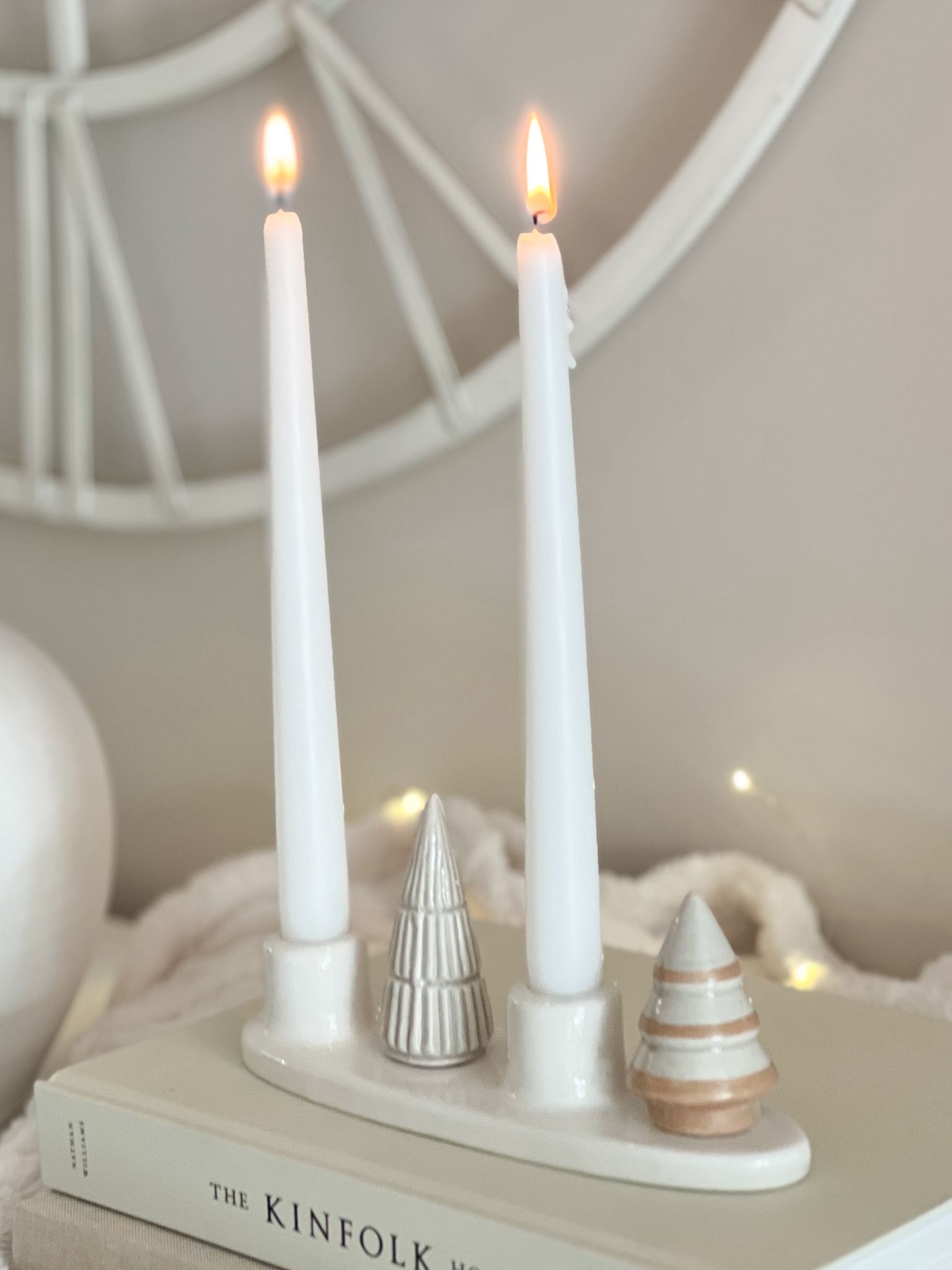 Ceramic Christmas tree tall candle display