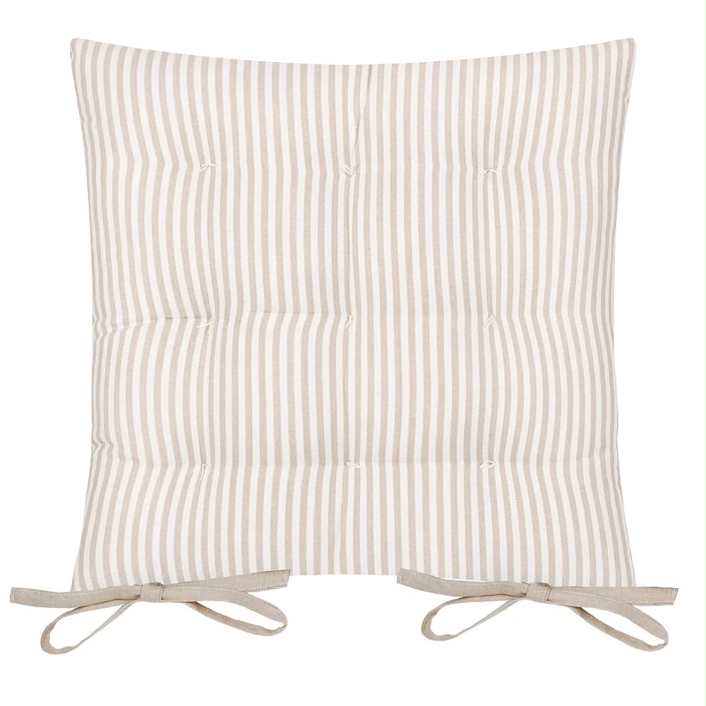 Pair of quality stripe cotton tie on seat pads