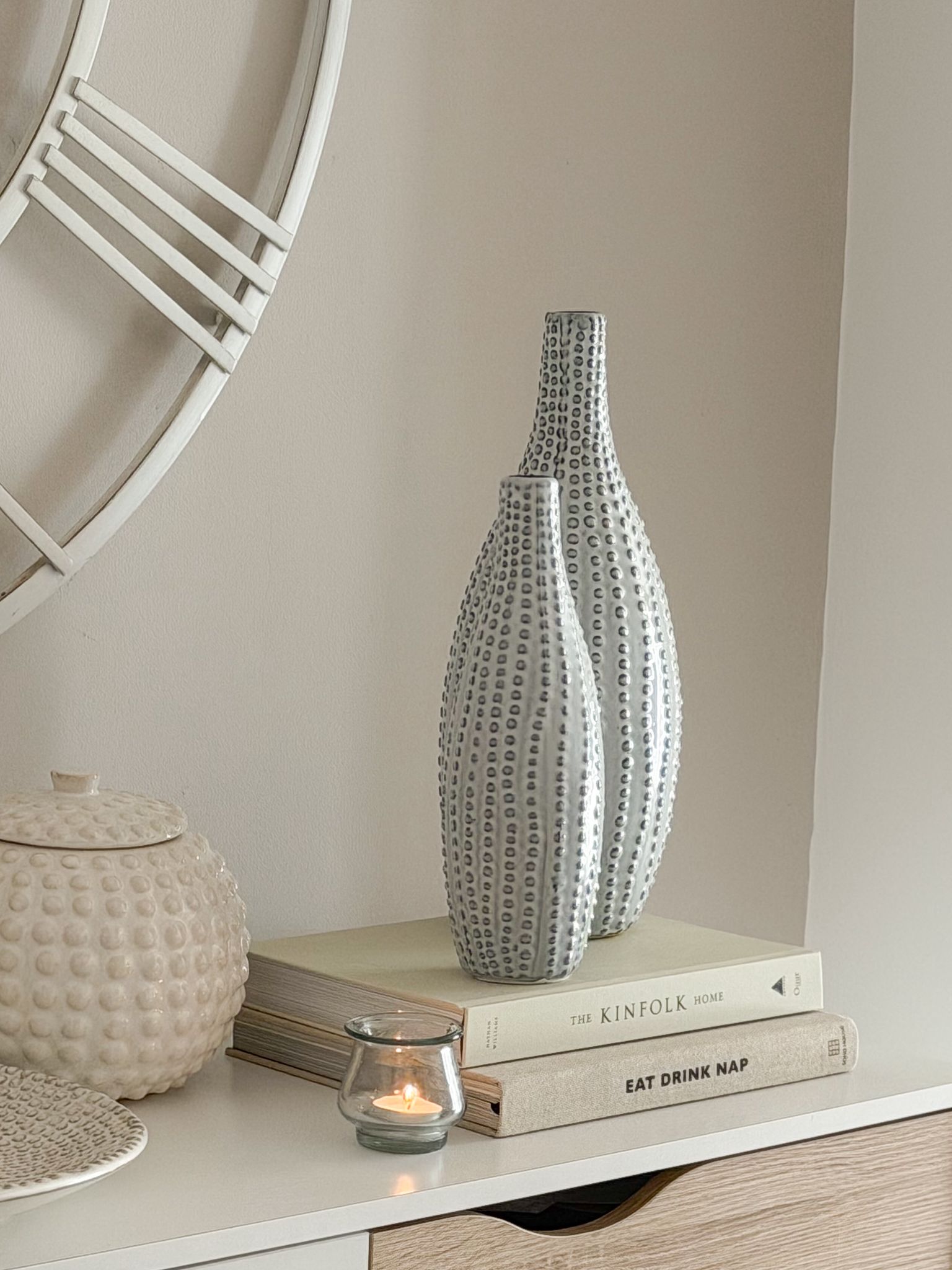 Ceramic beaded stoneware vase