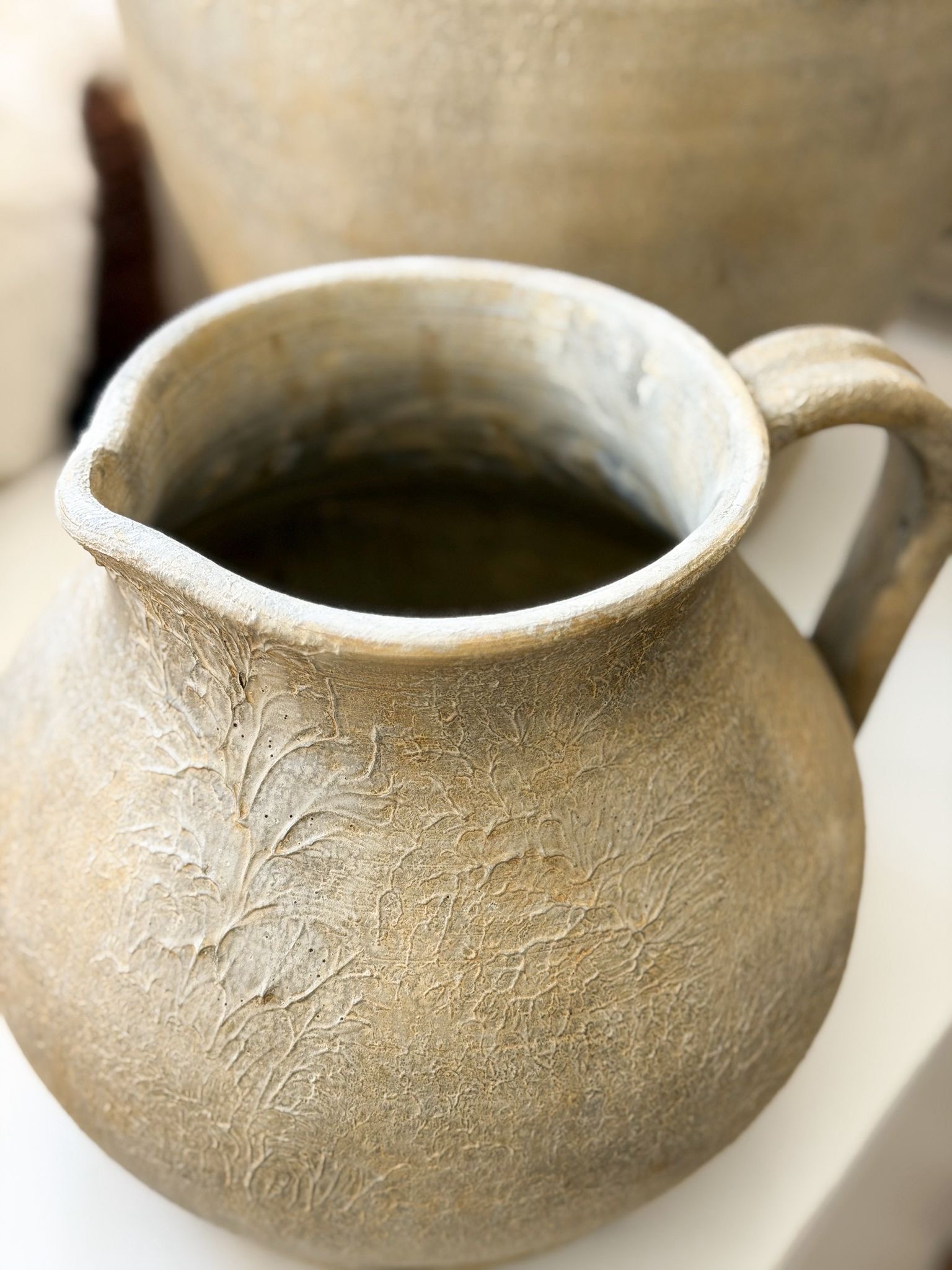 Rustic large farmhouse ceramic jug
