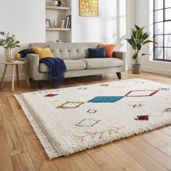 Boho tribal multi coloured rug – 3 sizes