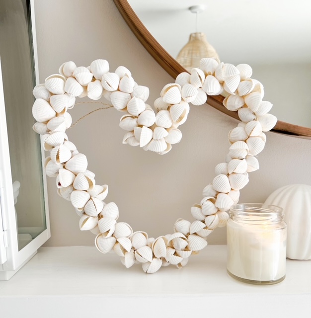 Beautiful shell heart wreath
