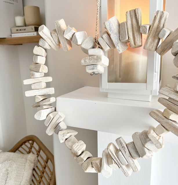 White wash decorative driftwood heart
