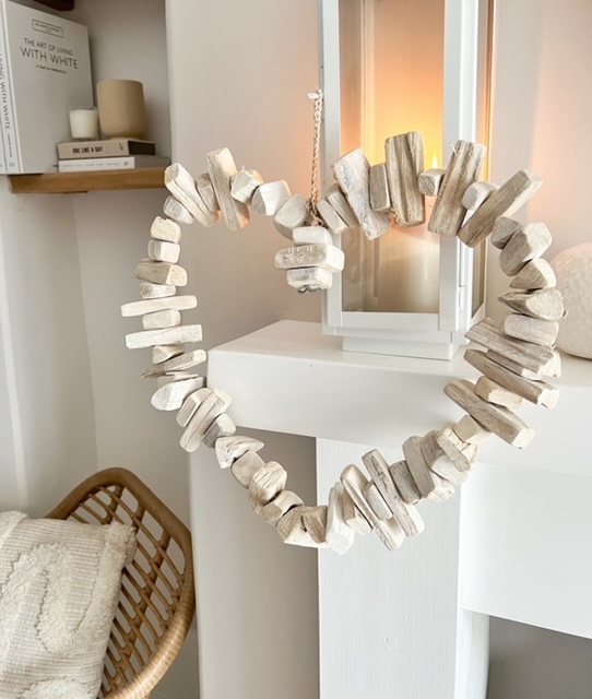 White wash decorative driftwood heart