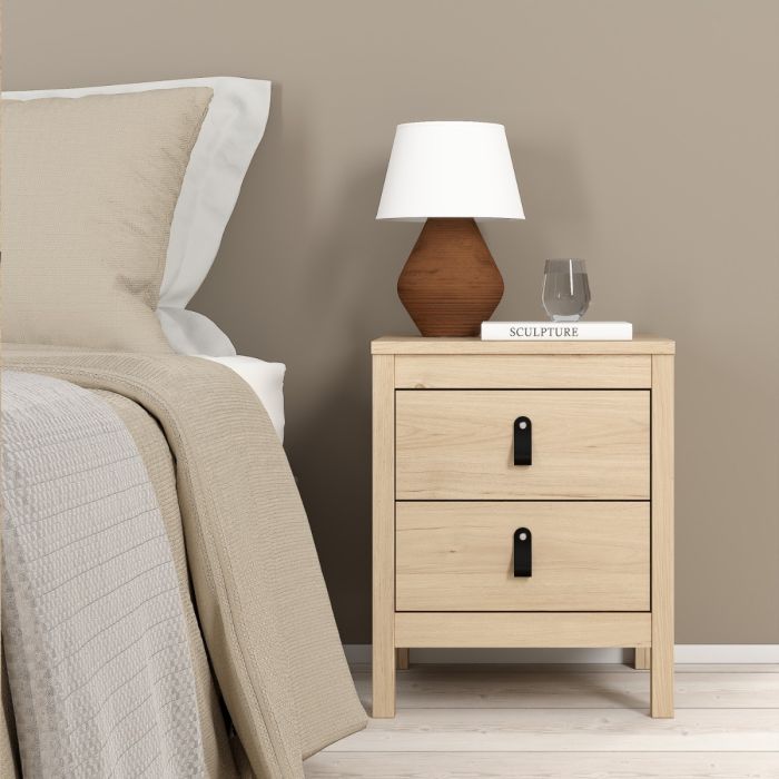 Loft Bedside Table 2 Drawers in Jackson Hickory Oak