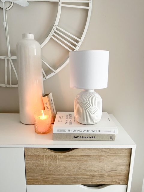 White Nordic arch style lamp and shade