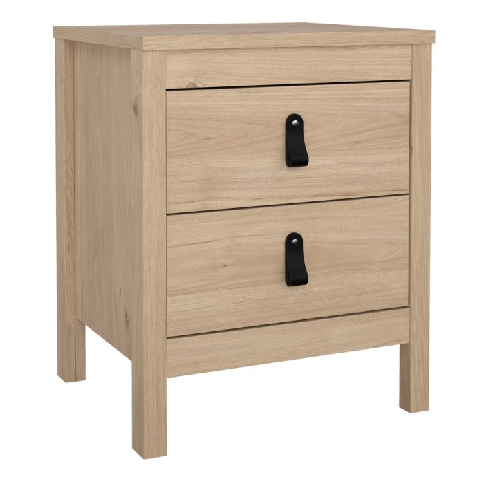 Loft Bedside Table 2 Drawers in Jackson Hickory Oak