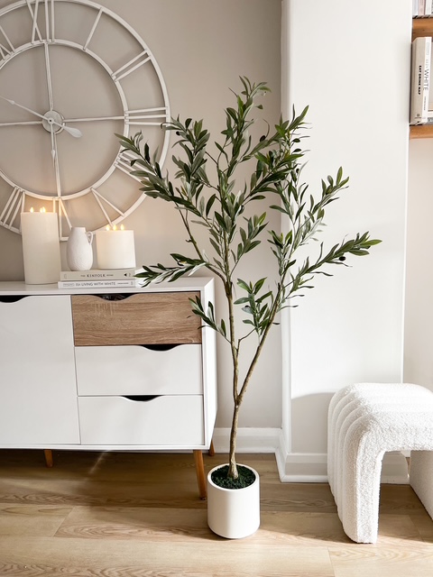 Large faux potted olive tree