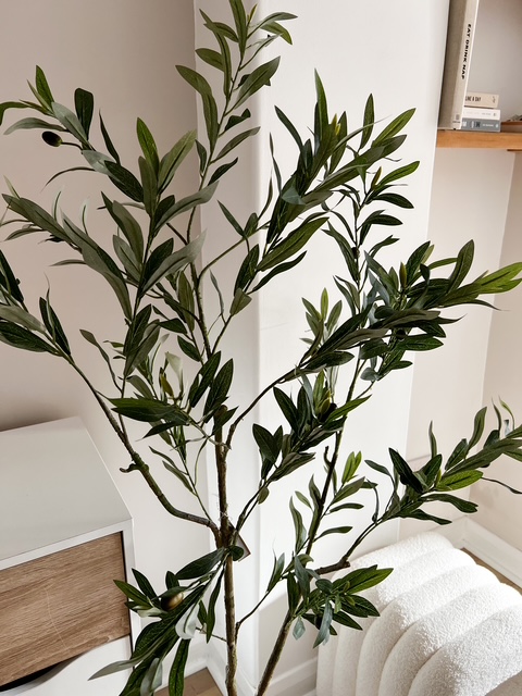 Large faux potted olive tree
