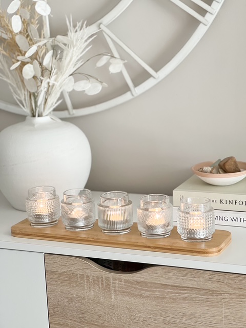 Beautiful statement long candle display tray