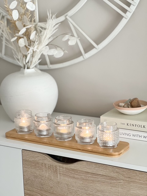 Beautiful statement long candle display tray