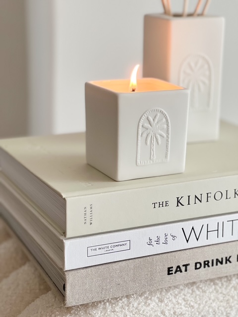 Boxed palm tree ceramic candle – Citrus & Musk