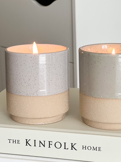 Tonal stoneware candle jar – 2 colour options