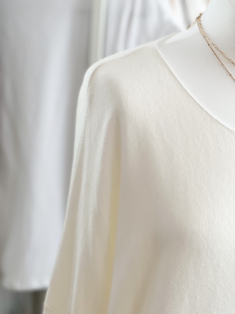 Soft round neck loose top in white