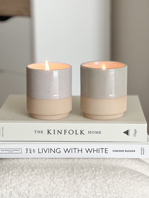 Tonal stoneware candle jar – 2 colour options