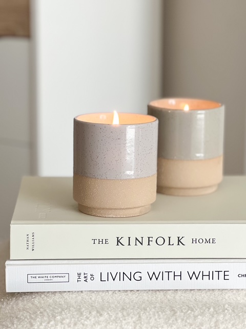 Tonal stoneware candle jar – 2 colour options