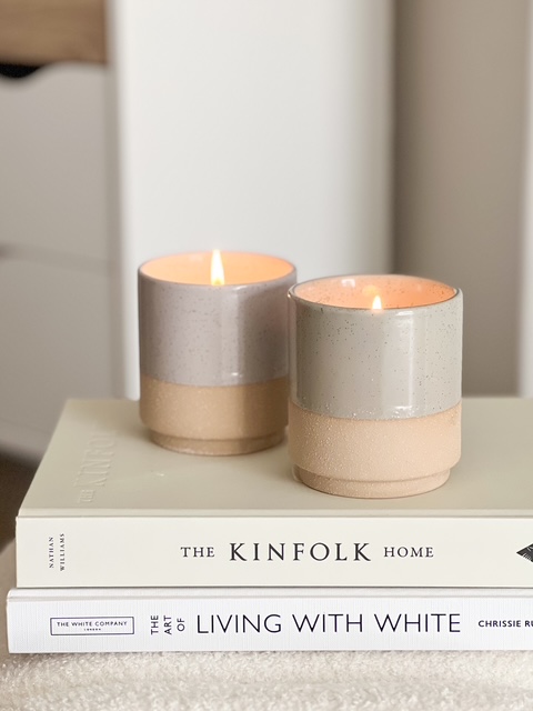 Tonal stoneware candle jar – 2 colour options